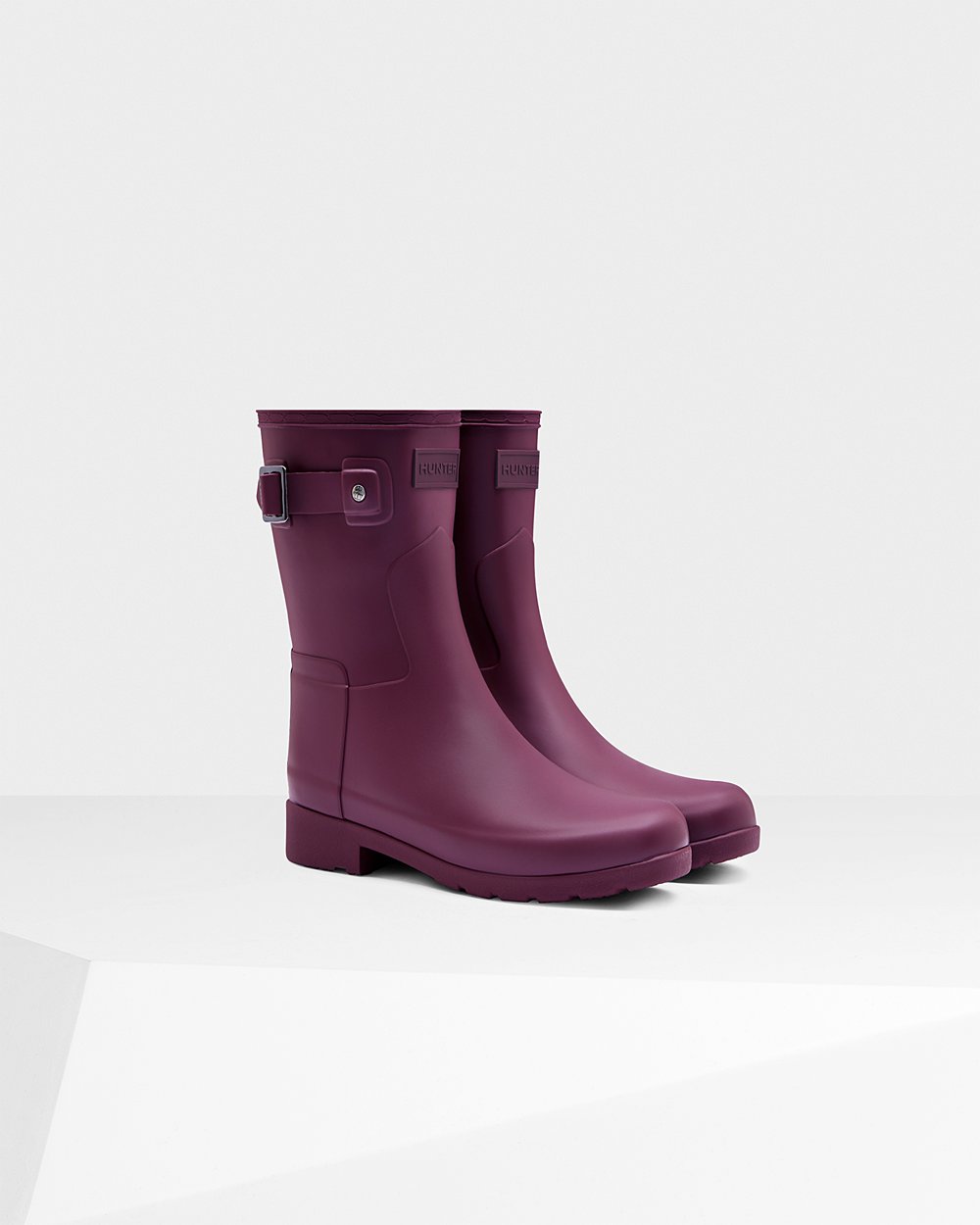 Womens Hunter Refined Slim Fit - Short Rain Boots Purple - 1027-BQAFD